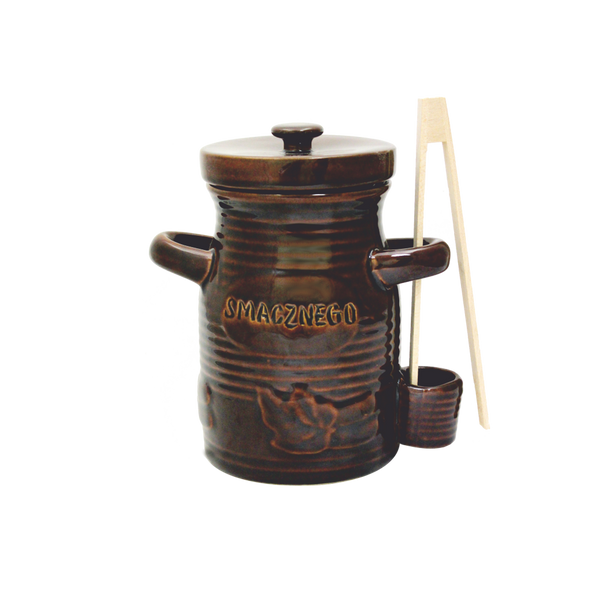 KERAMICKÁ NÁDOBKA 3,5L NA UHORKY S HNEDÝMI ŠPETKAMI *3163