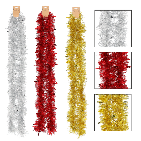 CHRISTMAS TREE CHAIN 2M RED/GOLD/SILVER