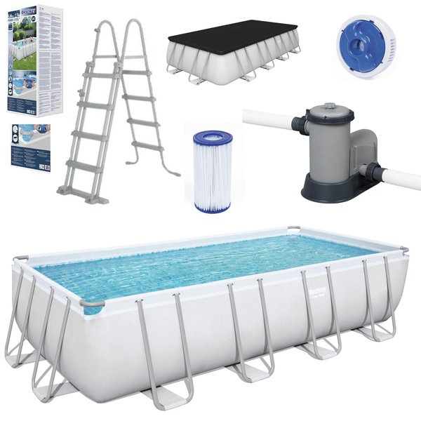 PISCINA CU STRUCTURĂ METALICĂ 4,88 X 2,44 X 1,22 M (PISCINA, POMPA DE NISIP, SCARĂ, COVOR, DOZATOR) *6592