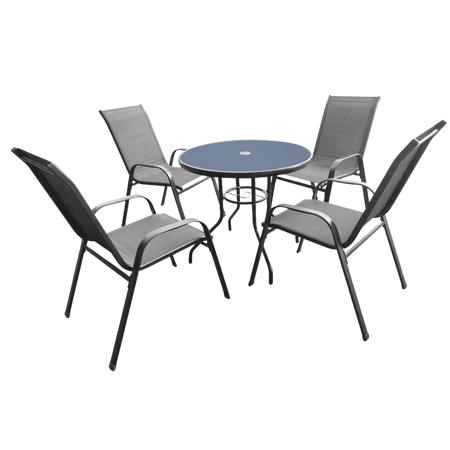SET MOBILIER EXTERIOR - 4 SCAUNE + MASA ROTUNDA - GREY *3514