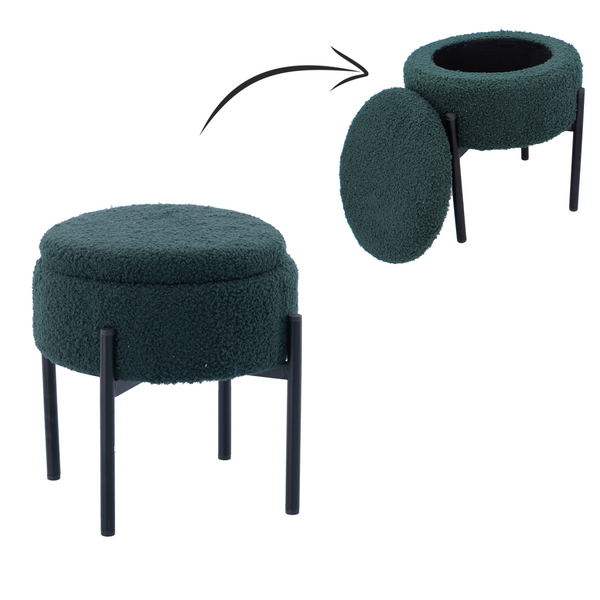 PUFA ROTUNDA CU PICIORUȘE DIN METAL 28 x 31 CM VERDE *8762