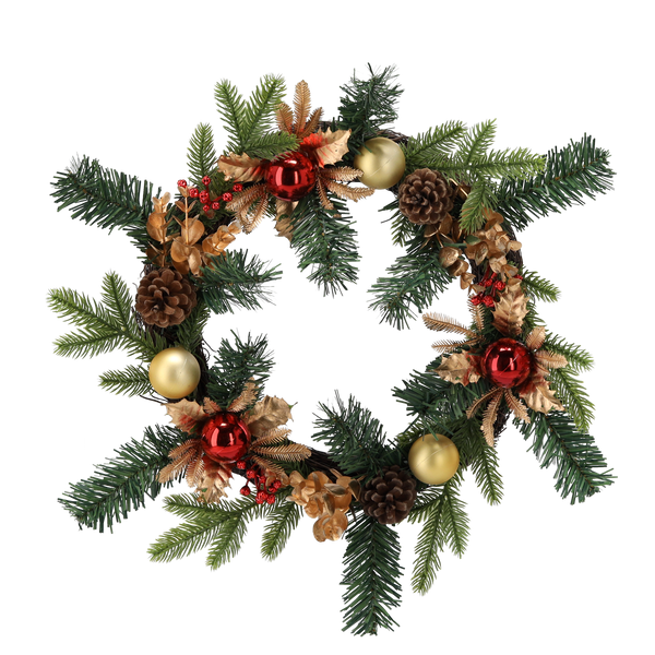 CHRISTMAS WREATH 40 CM RED AND GOLD
