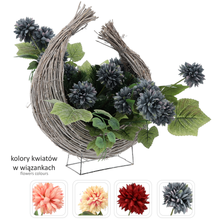 VĚNEC CH-27 (ŠÍŘ. 55 CM, VÝS. 51 CM) POLOKULATÝ KOŠ CHRYSANTÉM MIX BARVA