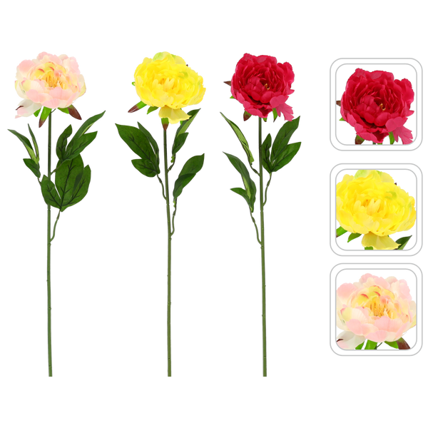 ARTIFICIAL BRANCH - PEONY 65 CM ASSORTED COLOURS