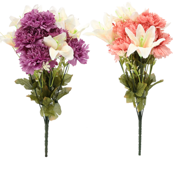 UMELÝ VETVIČKA - KYTICA LÍLIEK A KARAFIÁTOV 45-48 CM MIX FARIEB *4175