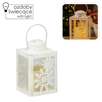 CHRISTMAS LANTERN WITH LED CANDLE 10 X 10 X 17 CM
