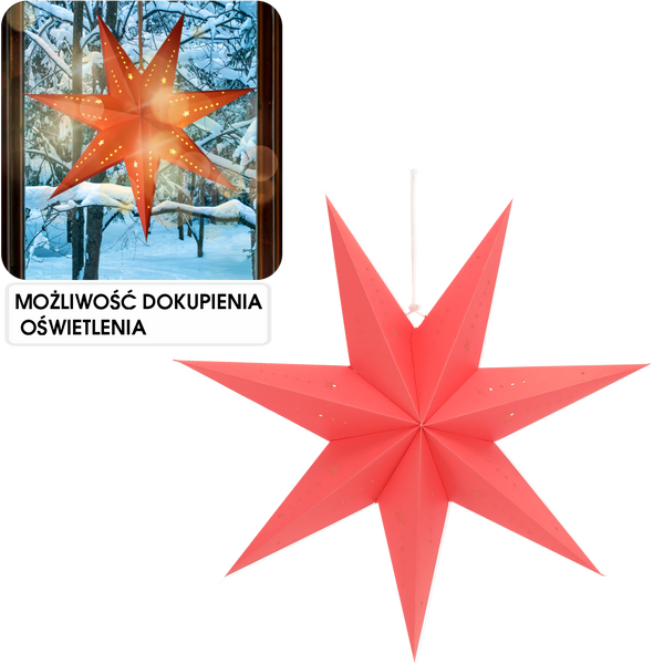 PAPER DECORATIVE STAR 60 CM RED SMOOTH