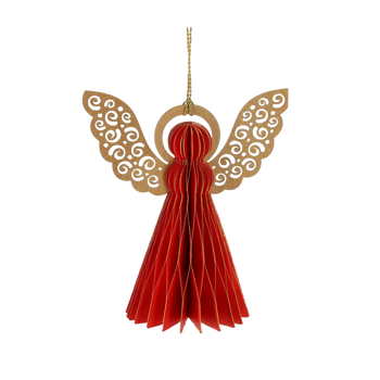 VÁNOČNÍ OZDOBY Z PAPÍRU - ČERVENÝ ANDÍLEK 12 CM balení=6 ks *9195