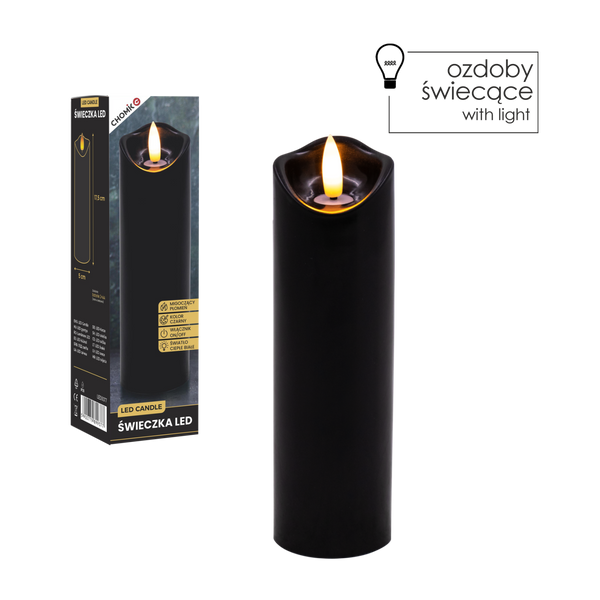 LED CANDLE BLACK 5 X 17,5 CM