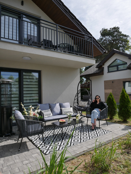 ZESTAW MEBLI OGRODOWYCH Z PLECIONEJ LINY (2 FOTELE + SOFA + STOLIK) - ANTRACYT, PODUSZKI - SZARE *8500