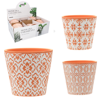 Ceramic pot 13 x 13 x 12cm MIX patterns disp.6pcs