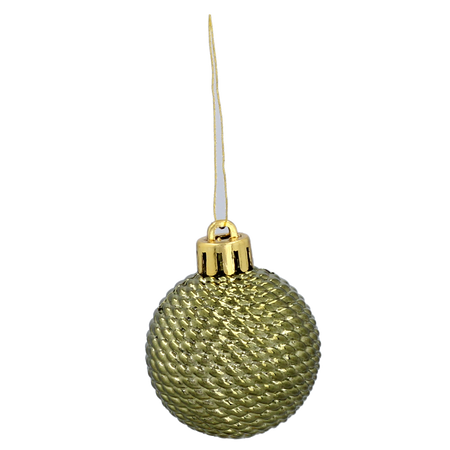 SET OF 31 BAUBLES 3-4.5 CM OLIVE/COPPER/GRAPHITE MIX DESIGNS