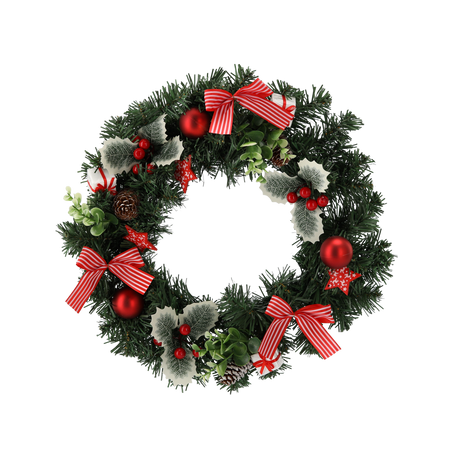 CHRISTMAS WREATH 40 CM RED WITH HOLLY