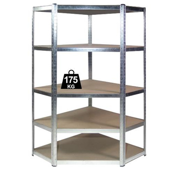 REGAŁ NAROŻNY 5 POZIOMOWY 180 x 90 x 30 CM UDŹWIG PÓŁKI: 175 KG *0892