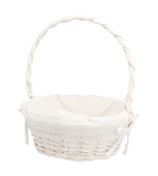 COS METALIC RATAN 26 x 26 x 11/30 CM CU MÂNER ȘI MATERIALE - ALB *7183