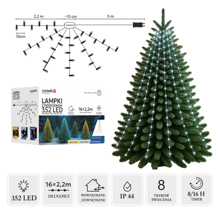 LAMPKI LED Z PIERŚCIENIEM 2,2 M 352L ZIMNY BIAŁY WEWN/ZEWN *8080