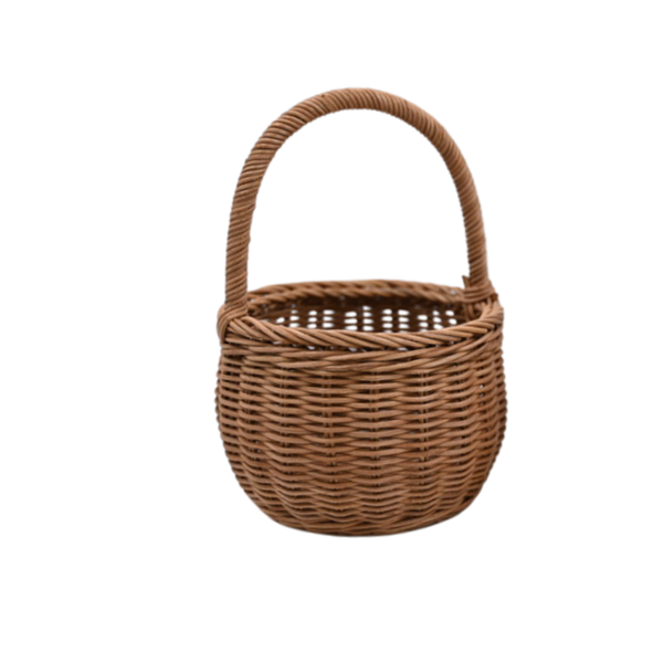 KOSZYK RATTANOWY 13/14,5 x 10/20 CM Z UCHWYTEM - NATURALNY *7305