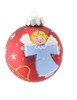 RED GLASS CHRISTMAS BAUBLE 8 CM ANGEL