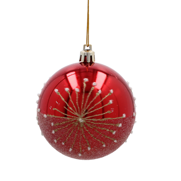 Sada 6 červených vianočných ozdôb 8 cm mix vzorov *5836