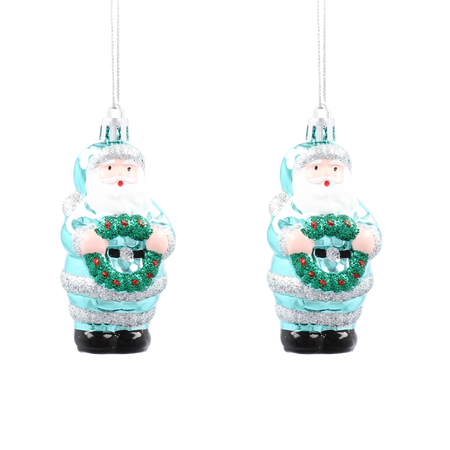 Set de 2 ornamente de Crăciun Moș Crăciun cu coroniță festivă *9205