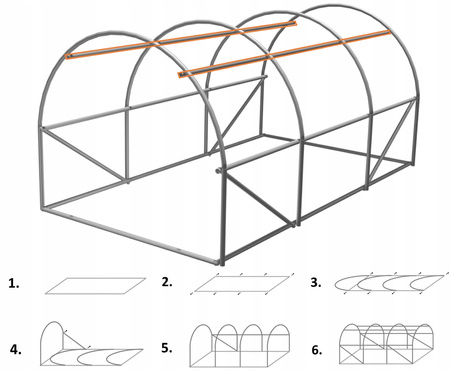 Tunel de grădină 3-segmentat alb 4 x 2,5 x 2 M *5590