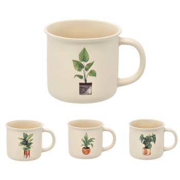 PORCELÁNOVÝ HRNEK 355 ML ROSTLINA V KVĚTINÁČI MIX VZORŮ balení=12ks *7987