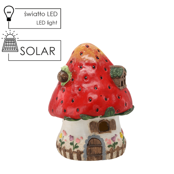 ZAHRADNÍ FIGURKA - DOMEK JAHODA 23,5 x 23 x 30,5 cm LED *8692