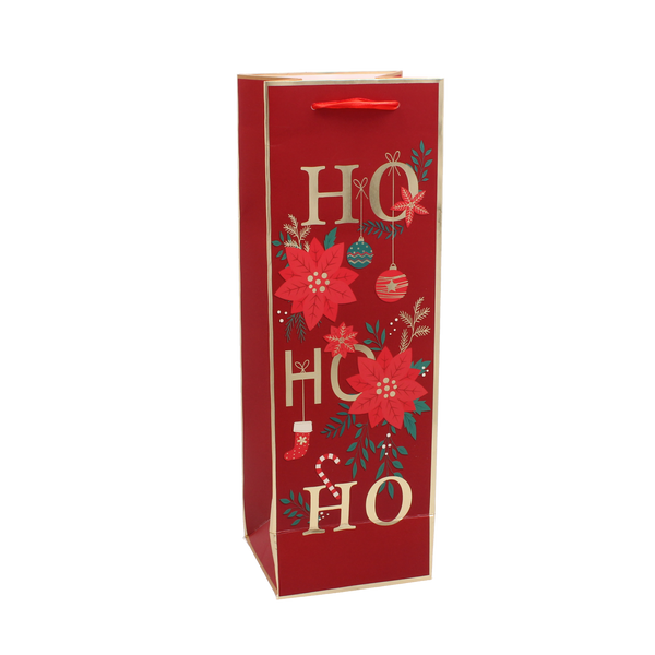 TOREBKA OKAZYJNA BOŻONAR. NA WINO "CHRISTMAS TO YOU" 36 x 12 x 10 CM MIX WZORÓW opak=12szt *6765