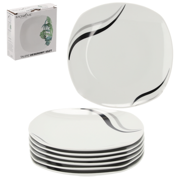 KPL. 6 TALERZY DESEROWYCH 20 CM KWADRATOWYCH G059 *2332