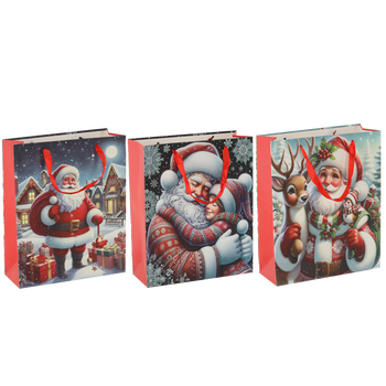 CHRISTMAS GIFT BAG "CHRISTMAS SANTA CLAUS" 50 x 72 x 18 CM MIX DESIGNS