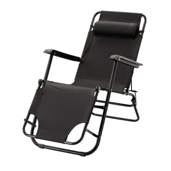 FOLDING GARDEN LOUNGER WITH HEADREST BLACK *7838