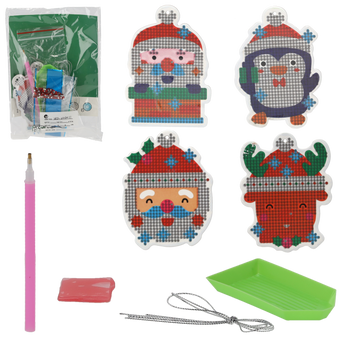 DECORAȚIUNE DE CRĂCIUN - SET PENTRU BRODAJ CU DIAMANTE "FĂ-O SINGUR" MIX DE MODELE ambalaj=12buc *7144