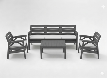 SET DE MOBILIER PENTRU GRĂDINĂ ANTRACTIT "SANTANA" (2x FOTOLIU, BANCĂ 3 locuri) *5208