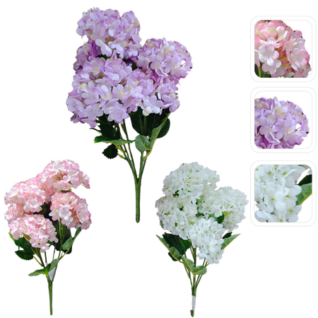CULOARE MIXTĂ DE HORTENSII RAMĂ ARTIFICIALĂ - BUCLE 24 buc *3382