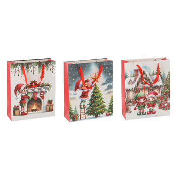 CHRISTMAS GIFT BAG "CHRISTMAS ELF" 30 x 42 x 12 CM MIX DESIGNS