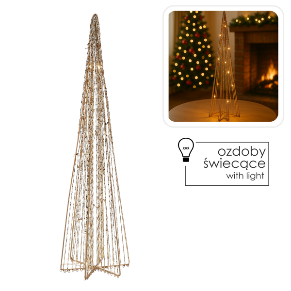 CHRISTMAS DECORATION - LED CONE CHRISTMAS TREE 60 CM GOLD