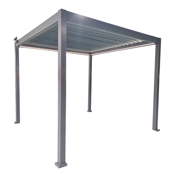 PERGOLA OGRODOWA ALUMINIOWA SZARA LED 3 x 4 x 2,5 M