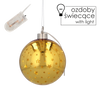 ORNAMENT DECORATIV DIN sticlă FI 10 CM LED BOMBĂ AURIE CU STELE ambalaj=6buc *2768