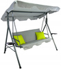 HUŚTAWKA OGRODOWA A-TYPE 170 x 118 x 153 cm SZARA Z LIMONKOWYMI POD. I PODSTAWKAMI NA KUBEK *9987