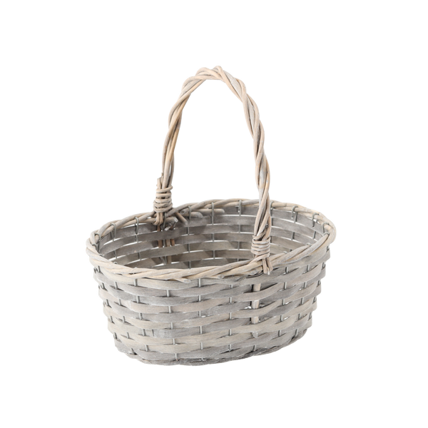 RATANOVÝ KOŠ 27 x 20 x 12/27 CM S UCHÝ - TMAVĚ ŠEDÝ *8277