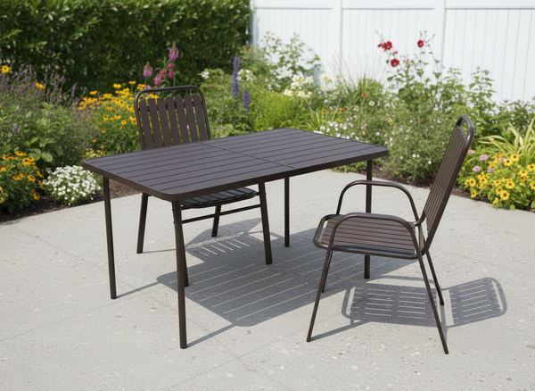 STOLIK OGRODOWY PROSTOKĄTNY 140 x 80 x 72 CM BRĄZOWY