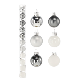 SET OF 11 CHRISTMAS TREE BAUBLES COLD COLORS 3 CM