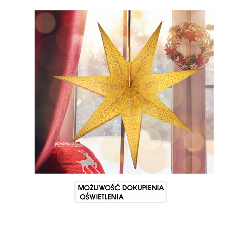 Stea decorativă din hârtie 60 cm albă - aurie ambalaj=12buc *2174