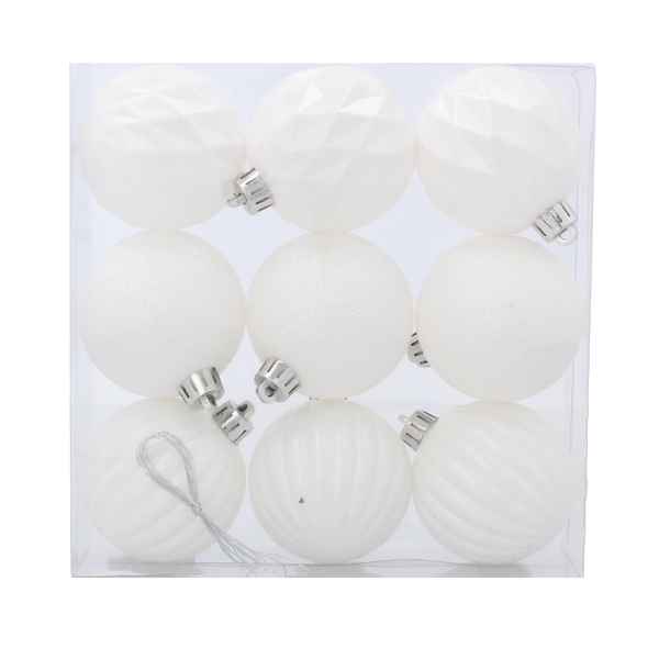 KPL. 9 BOMBIEK 6 CM BIELA MIX VZOROV *2891