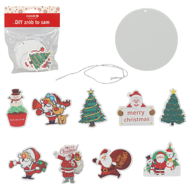 SET OF 3 CHRISTMAS DECORATIONS WITH STICKERS - MIX OF DESIGNS