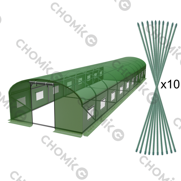 TUNEL FOLIOWY OGRODOWY 10 SEGMENTOWY ZIELONY 10 x 4 x 2 M *8009