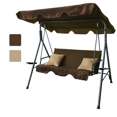 LEAGĂNĂ DE GRĂDINĂ A-TYPE 170 x 118 x 153 cm MARO CU SPUME BEIGE ȘI SUPORTURI PENTRU CAFEA *7626