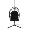 FOTEL WISZĄCY SKŁADANY ERIS CZARNY, PODUSZKA - CZARNA, RAMA - CZARNA