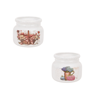 OSŁONKA CERAMICZNA NA DONICZKĘ 20 x 20 x 16,5 CM BIAŁA MIX WZORÓW *5863