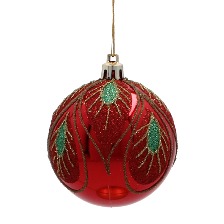 SET OF 6 CHRISTMAS BAUBLES RED 7 CM